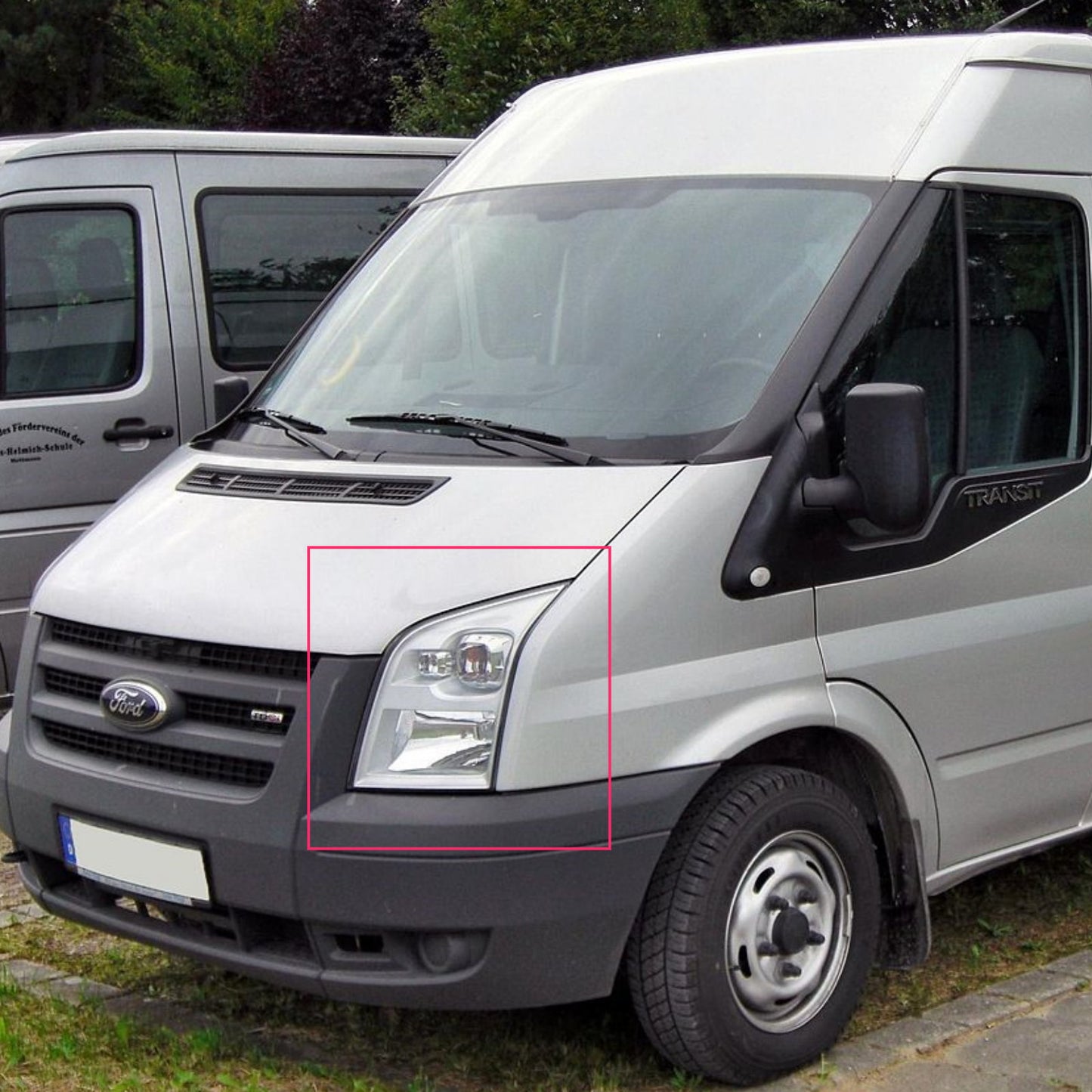 CrazyTheGod TRANSIT รุ่นที่ 3 รุ่นปี 2007-2009 Facelift Minibus 4D ไฟหน้าแบบใส สีเงิน สำหรับ FORD LHD