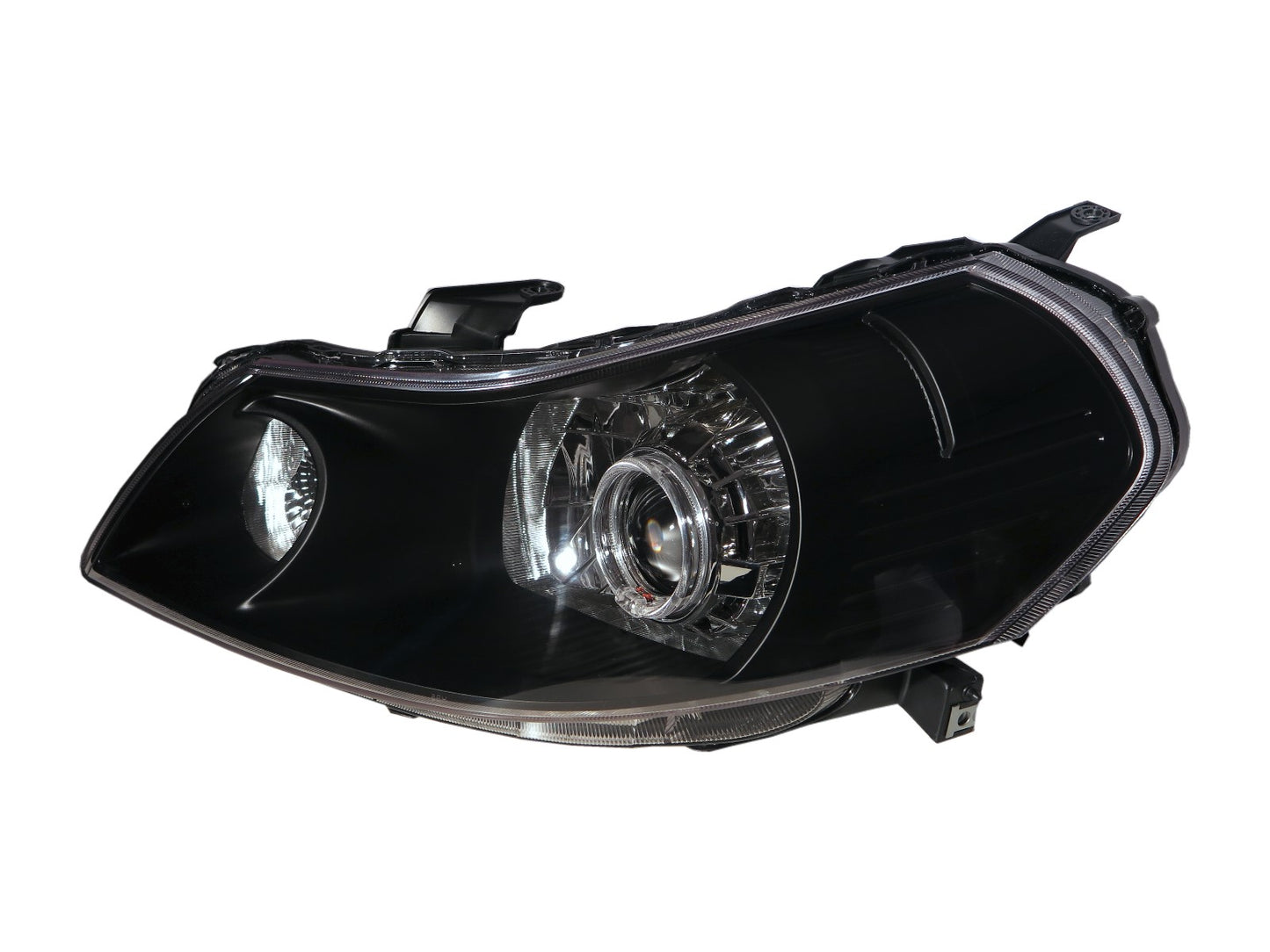 ไฟหน้าโปรเจคเตอร์ LED Angel-Eye แบบ 5D Guide LED รุ่น CrazyTheGod Sedici รุ่นแรกสำหรับรถแฮทช์แบ็ก ปี 2007-2013 สีดำ EU สำหรับรถ Fiat LHD