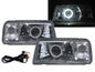 CrazyTheGod Tracker 88-98 Convertible 2D Guide LED Halo Headlight Headlamp Chrome V1 for GEO LHD