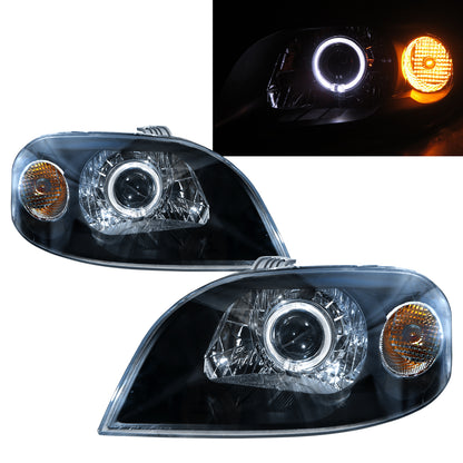 CrazyTheGod Aveo T250 First generation 2007-2011 FACELIFT Sedan 4D Guide LED Angel-Eye Projector Headlight Headlamp Black for CHEVROLET CHEVY LHD