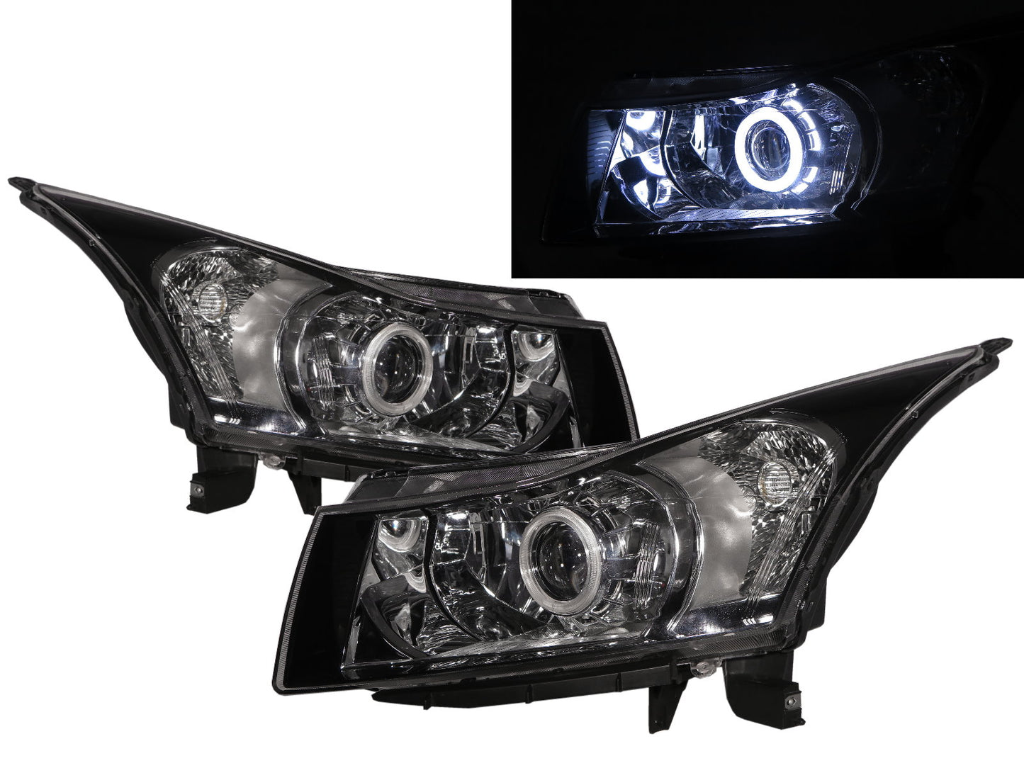 CrazyTheGod Cruze J300 First generation 2008-2016 CCFL Projector Headlight Headlamp Black US for CHEVROLET CHEVY LHD