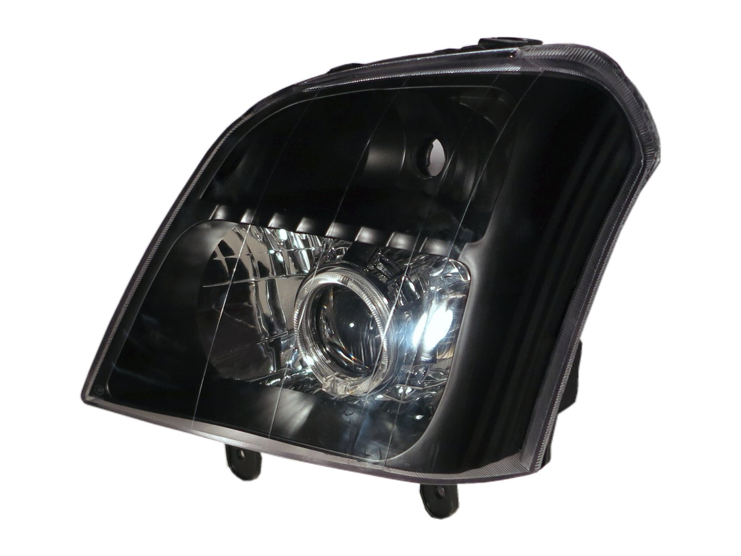 CrazyTheGod Dmax 2004-2008 Pre-Facelift Pickup 2D/4D Guide LED Angel-Eye Projector Headlight Đèn pha màu đen cho CHEVROLET CHEVY RHD