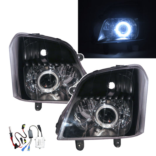 CrazyTheGod Dmax 2004-2008 Pre-Facelift Pickup 2D/4D Guide LED Angel-Eye Projector ไฟหน้า HID สีดำสำหรับ CHEVROLET CHEVY RHD