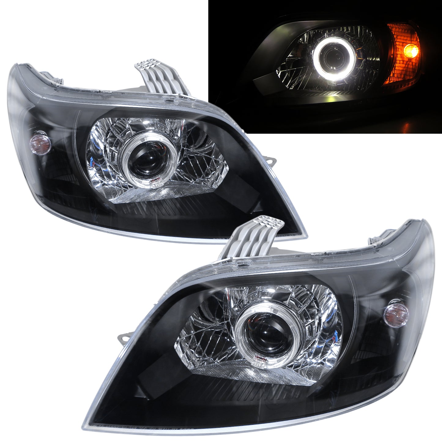 CrazyTheGod Gentra X 2009-2011 FACELIFT Hatchback 5D Guide LED Angle-Eye Projector Headlight Headlamp Black US for DAEWOO RHD