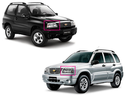 CrazyTheGod Grand Vitara 1998-2005 SUV 3D/5D ไฟหน้าแบบใสโครเมียมสำหรับ CHEVROLET CHEVY LHD