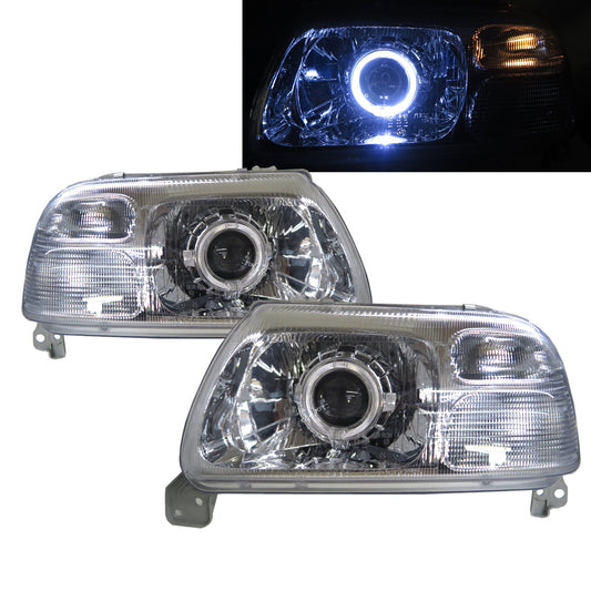 CrazyTheGod Grand Vitara 1998-2005 SUV 3D/5D Guide ไฟหน้า LED Angel-Eye Projector โครเมียมสำหรับ CHEVROLET CHEVY LHD