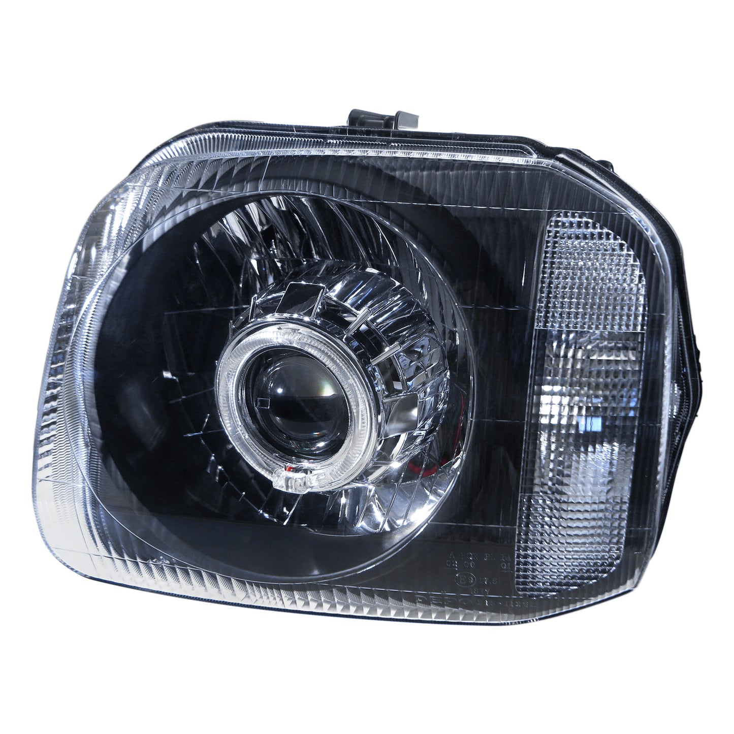 CrazyTheGod Jimny 1998-2018 SUV 2D Guide LED Angle-Eye Projector Headlight Headlamp Black for CHEVROLET CHEVY LHD