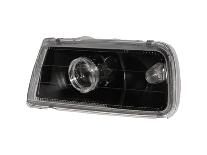 ไฟหน้าโปรเจคเตอร์ LED Angel-Eye Guide แบบเปิดประทุน/SUV 2D/4D รุ่น CrazyTheGod Tracker รุ่นแรก ปี 1988-1998 สีดำ V1 สำหรับ GMC RHD