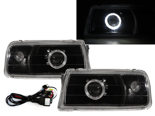 CrazyTheGod Tracker 1988-1998 Convertible 2D Guide LED Angel-Eye Projector Headlight Headlamp Black V1 for GEO LHD