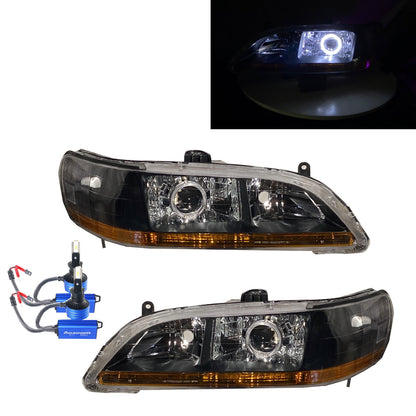 CrazyTheGod Accord Sixth generation 1998-2002 Sedan 2D/4D Guide LED Angel-Eye Projector Headlight Headlamp Black for HONDA LHD