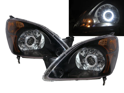 CrazyTheGod CR-V CRV RD4-RD7 Second generation 2002-2004 Pre-Facelift Wagon 4D Guide LED Angel-Eye Projector Headlight Headlamp Black V3 for HONDA RHD