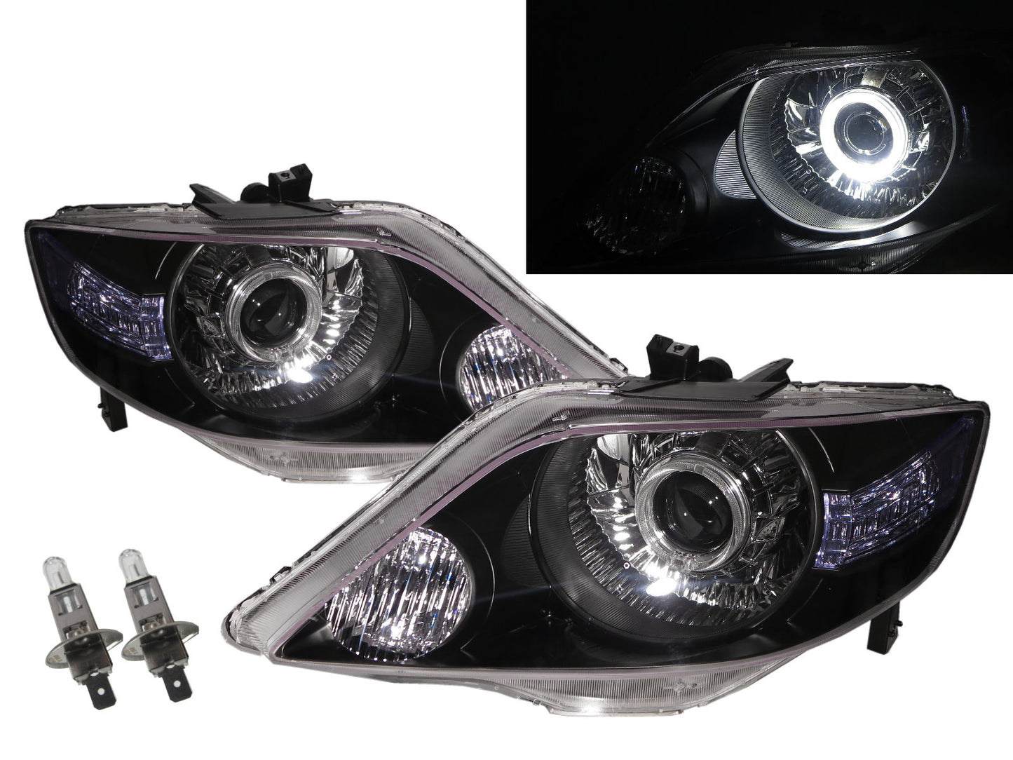 CrazyTheGod City GD8/GD9 Fourth generation 2006-2008 Facelift Sedan 4D Guide LED Angel-Eye Projector Headlight Headlamp Black for HONDA RHD