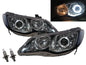 CrazyTheGod Civic FA/FG/FK/FN/FD Eighth generation 2006-2011 Sedan 4D Guide LED Angel-Eye Projector Headlight Headlamp Black RussiaSouth AfricaASIAJAPANAustralia EU for HONDA LHD