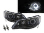 CrazyTheGod Civic Eighth generation 2006-2011 Sedan 4D Guide LED Angel-Eye Projector Headlight Headlamp Smoke Taiwan for HONDA LHD