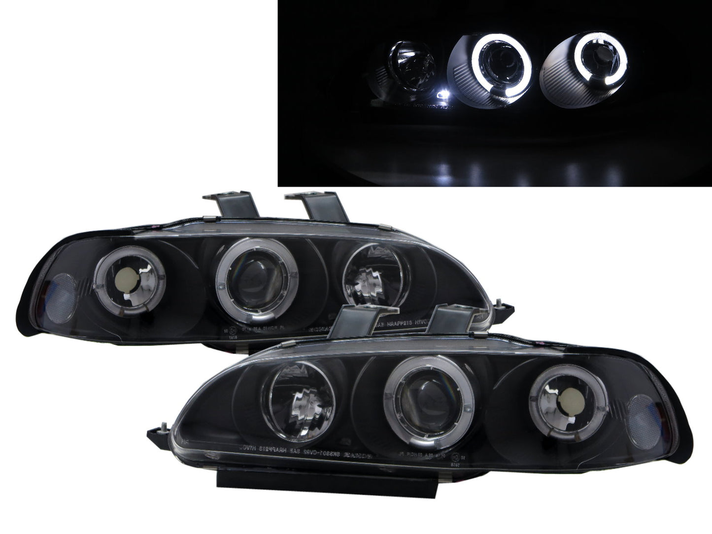 CrazyTheGod CIVIC EG/EH/EJ Fifth generation 1992-1995 Sedan 4D Angel-Eye Projector Headlight Headlamp Black V2 for HONDA RHD