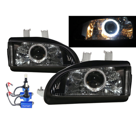 CrazyTheGod Civic EG/EH/EJ Fifth generation 1992-1995 Sedan/Hatchback/Coupe 2D/3D/4D Guide LED Angel-Eye Projector Headlight Headlamp Black for HONDA LHD