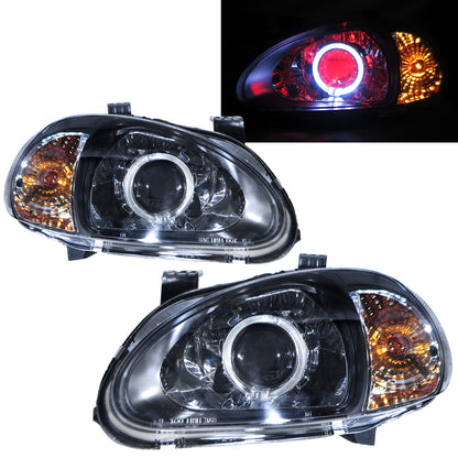 CrazyTheGod DEL SOL CRX 1993-1997 Roadser 2D Guide LED Angle-Eye Projector V2 ไฟหน้าสีดำสำหรับ Honda LHD