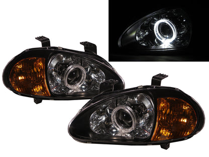 CrazyTheGod DEL SOL CRX 1993-1997 Roadster 2D Guide LED Angel-Eye Projector Headlight Headlamp Black for HONDA RHD