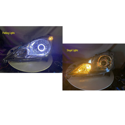 CrazyTheGod FIT/JAZZ GE SERIES Second generation 2009-2011 Pre-Facelift Hatchback 5D Guide LED Angel-Eye Projector Halogen Headlight Headlamp W/O Motor Chrome/Gray US for HONDA LHD