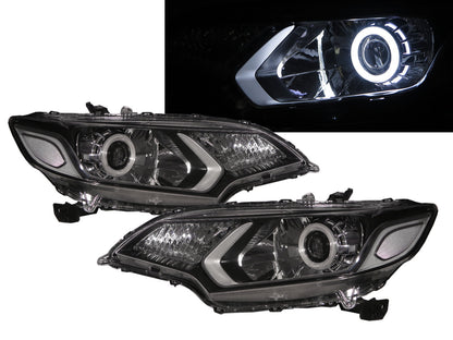 CrazyTheGod FIT/JAZZ Third generation 2013-ON Hatchback 5D CCFL Projector Headlight Headlamp EU Black for HONDA RHD