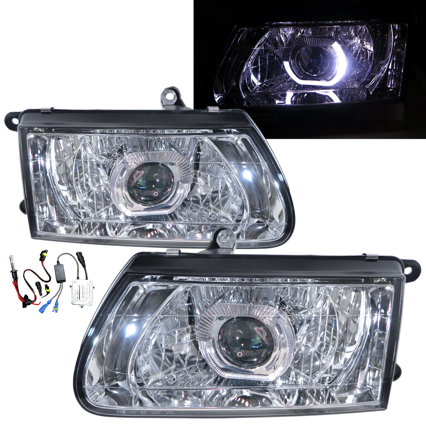 CrazyTheGod Passport CK58/CM58/DM58 Thế hệ thứ hai 2000-2002 Facelift SUV 5D Guide LED Angel-Eye Projector HID Đèn pha mạ crôm cho HONDA LHD