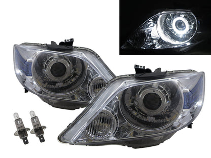 CrazyTheGod City ZX thế hệ thứ tư 2006-2008 Sedan 4D Guide LED Angel-Eye Projector Headlight Đèn pha mạ crôm cho HONDA LHD