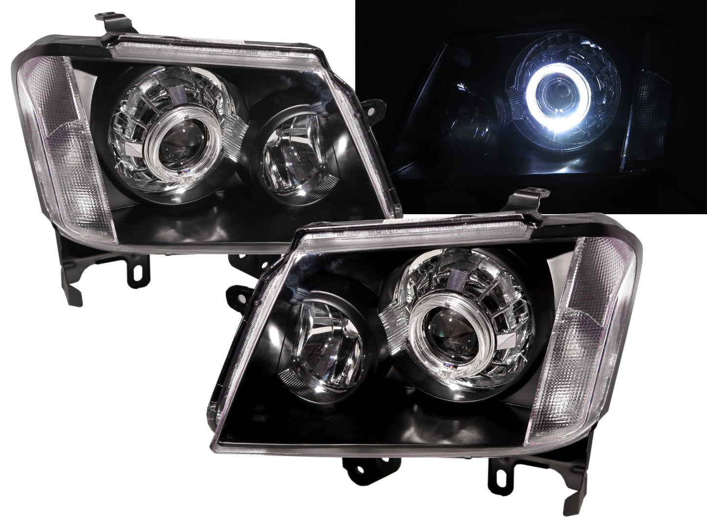 CrazyTheGod Colorado RC thế hệ đầu tiên 2008-2012 FACELIFT Pickup 4D Guide LED Angel-Eye Projector Headlight Đèn pha màu đen cho HOLDEN RHD