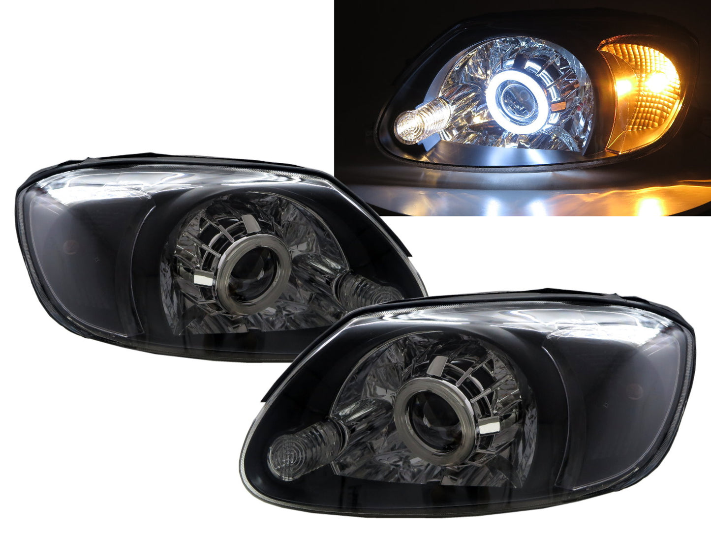 CrazyTheGod Accent/Verna LC Second generation 2003-2005 FACELIFT Sedan 4D CCFL Projector Headlight Headlamp Black for HYUNDAI RHD