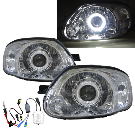 CrazyTheGod Accent/Verna LC Second generation 2003-2005 Facelift Sedan 4D Guide LED Angel-Eye Projector Headlight Headlamp Chrome for HYUNDAI LHD