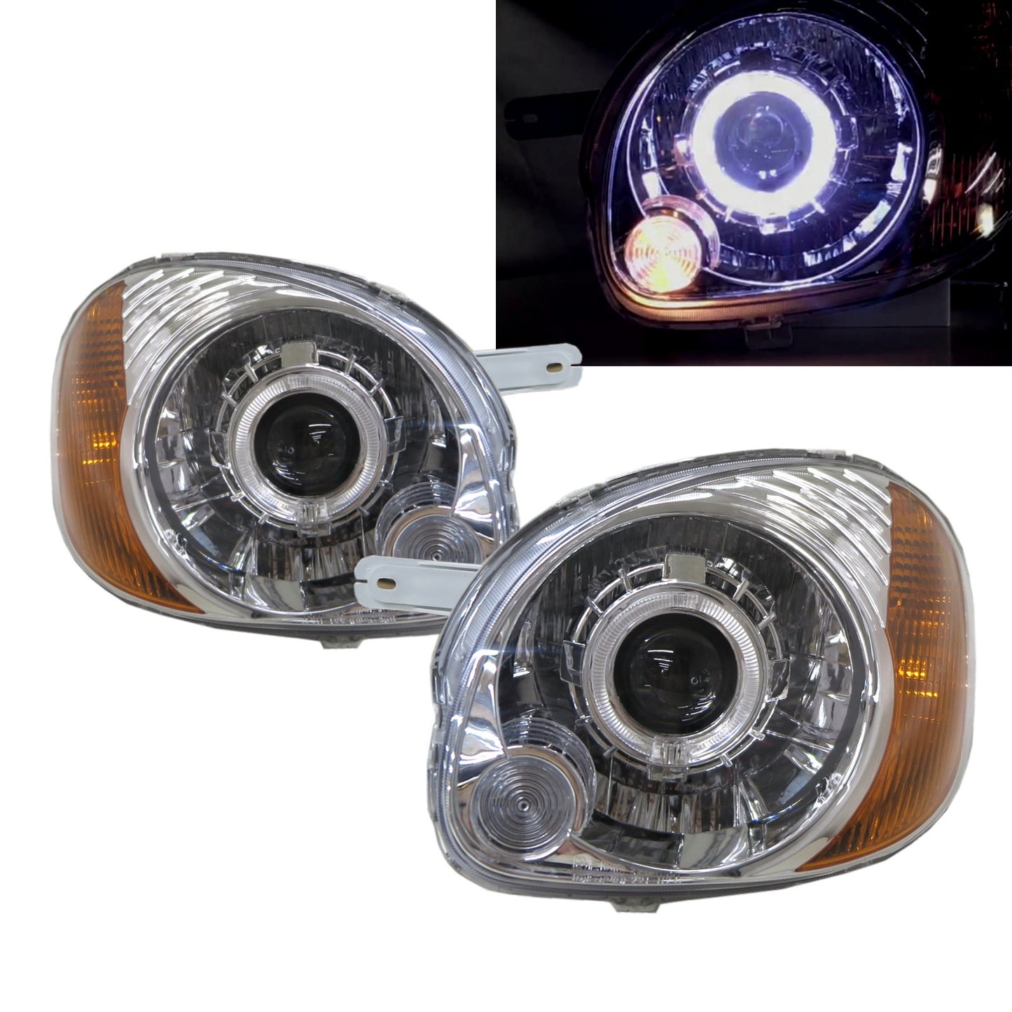 CrazyTheGod ATOS 1998-2004 Guide LED Angel-Eye HID XENON Bi-Projector Headlight CHROME for HYUNDAI RHD