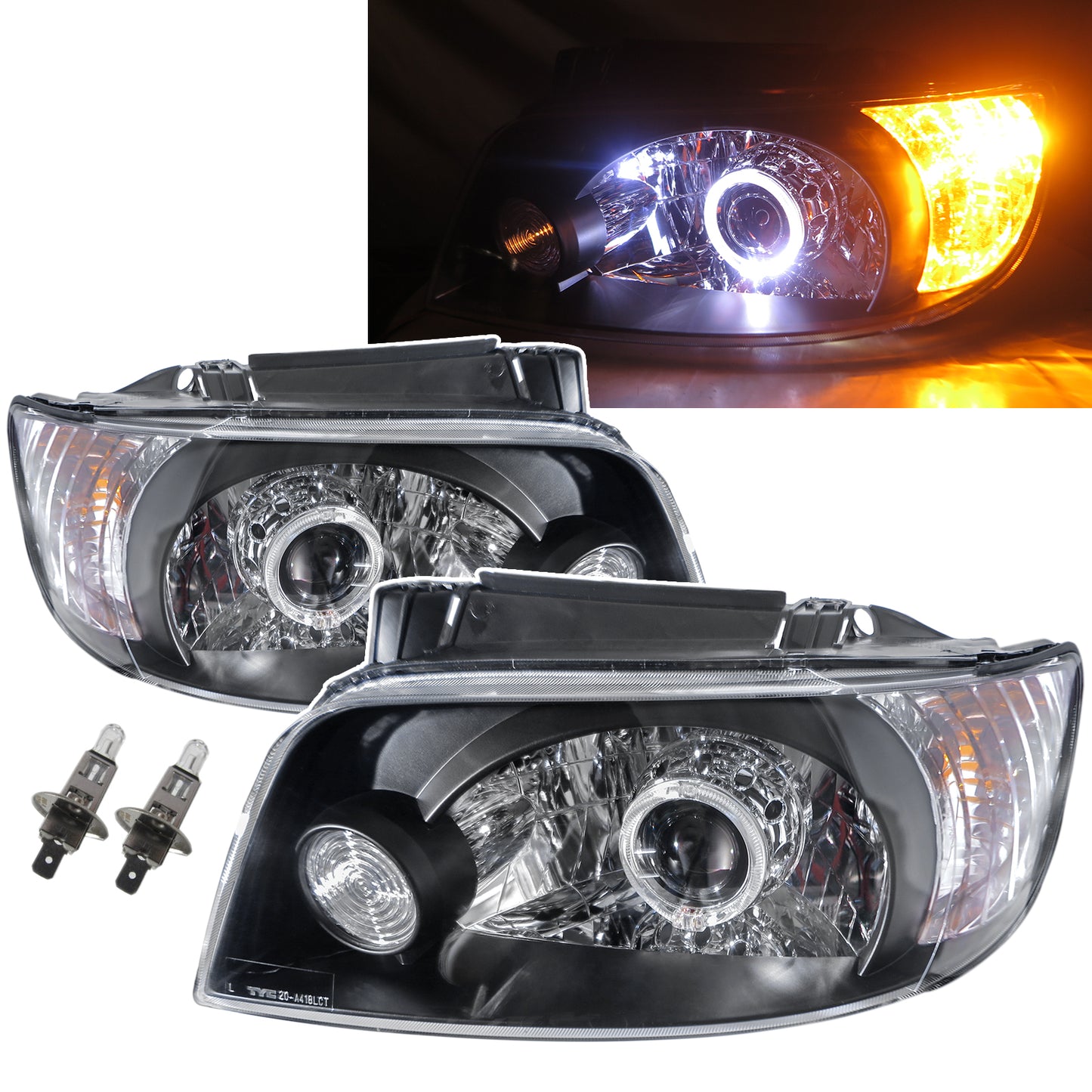 CrazyTheGod Elantra Lavita FC 2001-2004 Pre-Facelift Hatchback 5D Guide LED Angel-Eye Headlight Headlights Black cho HYUNDAI LHD