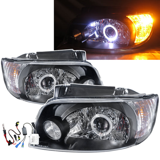 CrazyTheGod Elantra Lavita FC 2001-2004 Pre-Facelift Hatchback 5D Guide LED Angel-Eye Projector HID Headlight Headlights Black cho HYUNDAI RHD