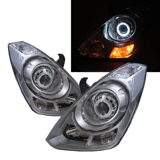 CrazyTheGod H-1 TQ Thế hệ thứ hai 2007-2017 Minibus/VAN 4D Guide LED Angel-Eye Projector Headlight Đèn pha màu bạc cho HYUNDAI LHD