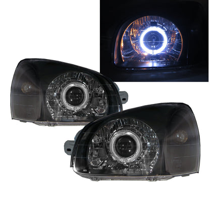 CrazyTheGod Santa FE SM thế hệ đầu tiên 2003-2006 FACELIFT Wagon 5D Guide LED Angel-Eye Projector Headlight Đèn pha màu đen US cho HYUNDAI LHD