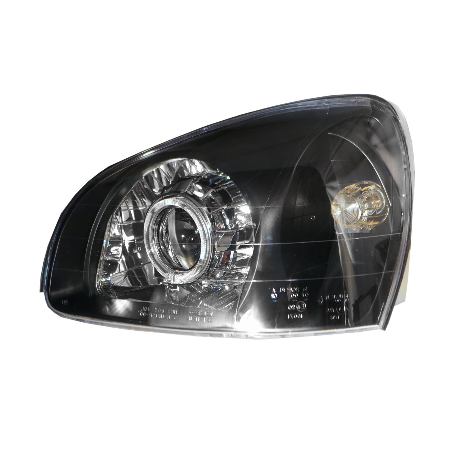 CrazyTheGod Santa FE SM thế hệ đầu tiên 2003-2006 FACELIFT Wagon 5D Guide LED Angel-Eye Projector Headlight Đèn pha màu đen US cho HYUNDAI LHD