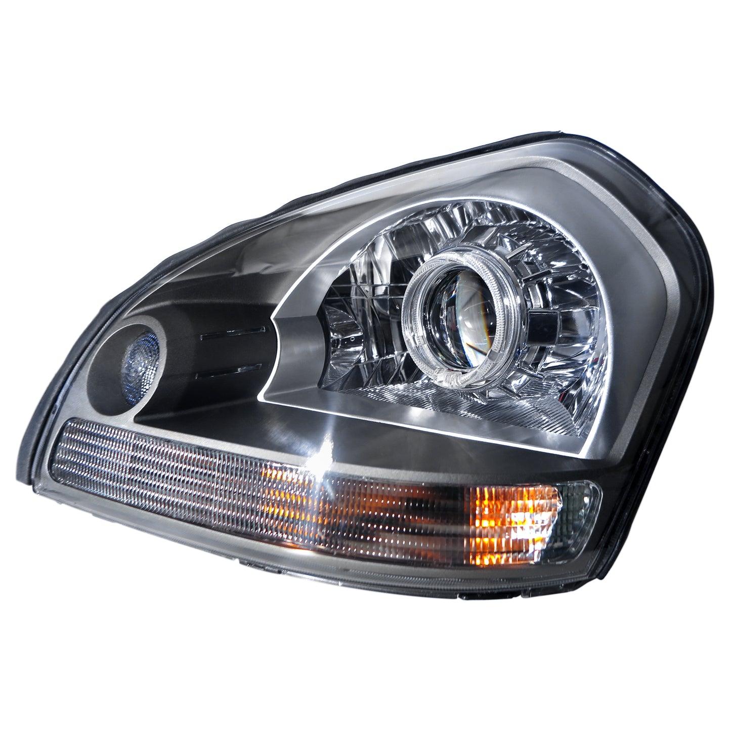 CrazyTheGod Tucson JM First generation 2004-2009 SUV 5D Guide LED Angle-Eye Projector HID Headlight Headlamp Dark Gray for HYUNDAI LHD