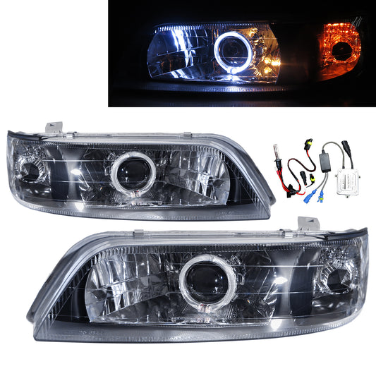 CrazyTheGod I30 1995-1998 Sedan 4D Guide LED Angle-Eye Projector HID V2 Headlight Headlamp Black US 9004 for INFINITI LHD