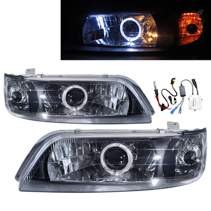 CrazyTheGod I30 1995-1998 Sedan 4D Guide LED Angle-Eye Projector HID V2 ไฟหน้าสีดำ H4 สำหรับ INFINITI RHD