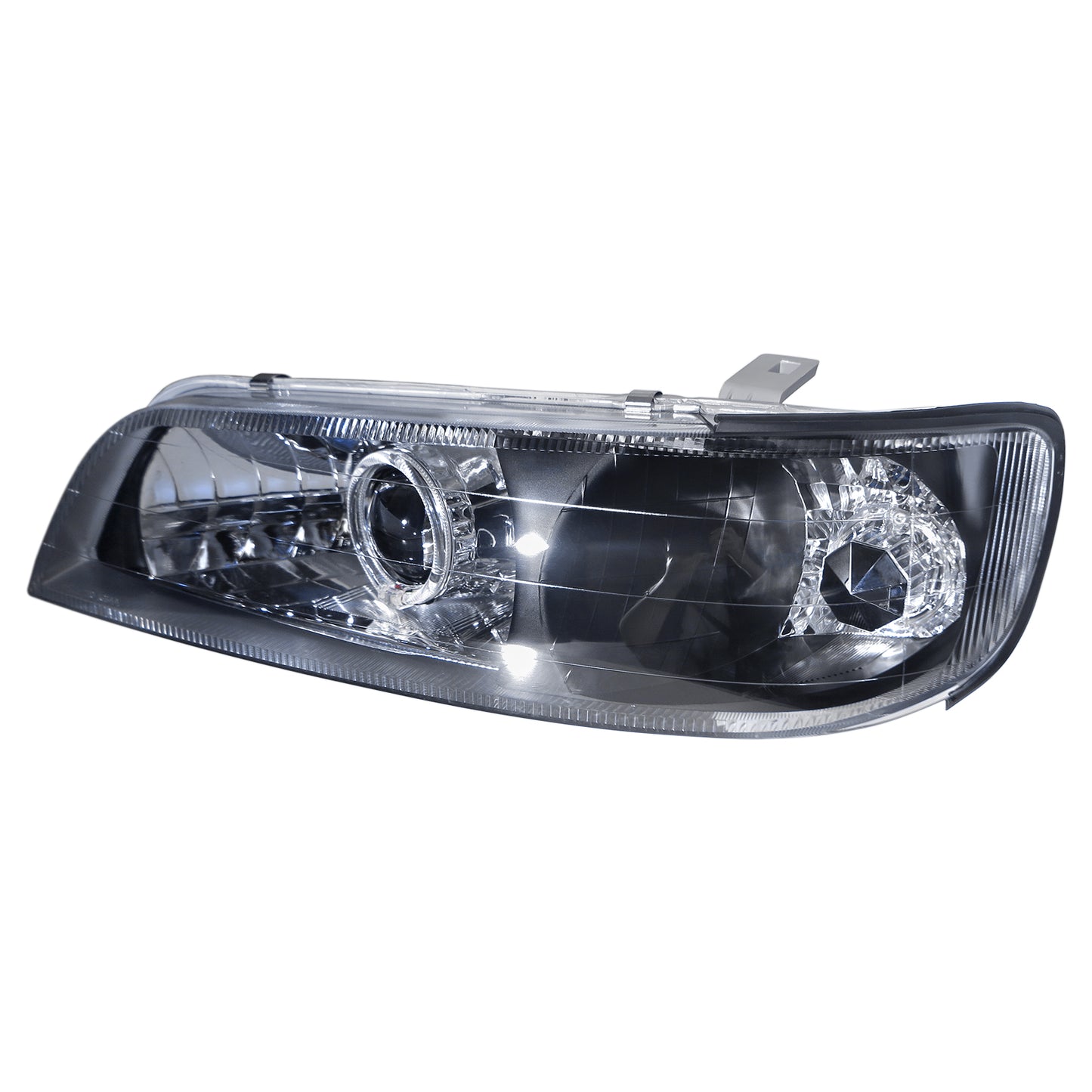 CrazyTheGod I30 1995-1998 Sedan 4D Guide LED Angle-Eye Projector HID V2 ไฟหน้าสีดำ H4 สำหรับ INFINITI RHD