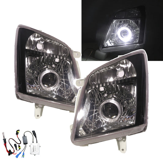 CrazyTheGod KB 2007-2011 Facelift Pickup 2D/4D Guide LED Angel-Eye Projector HID Headlight Headlamp Black for ISUZU RHD