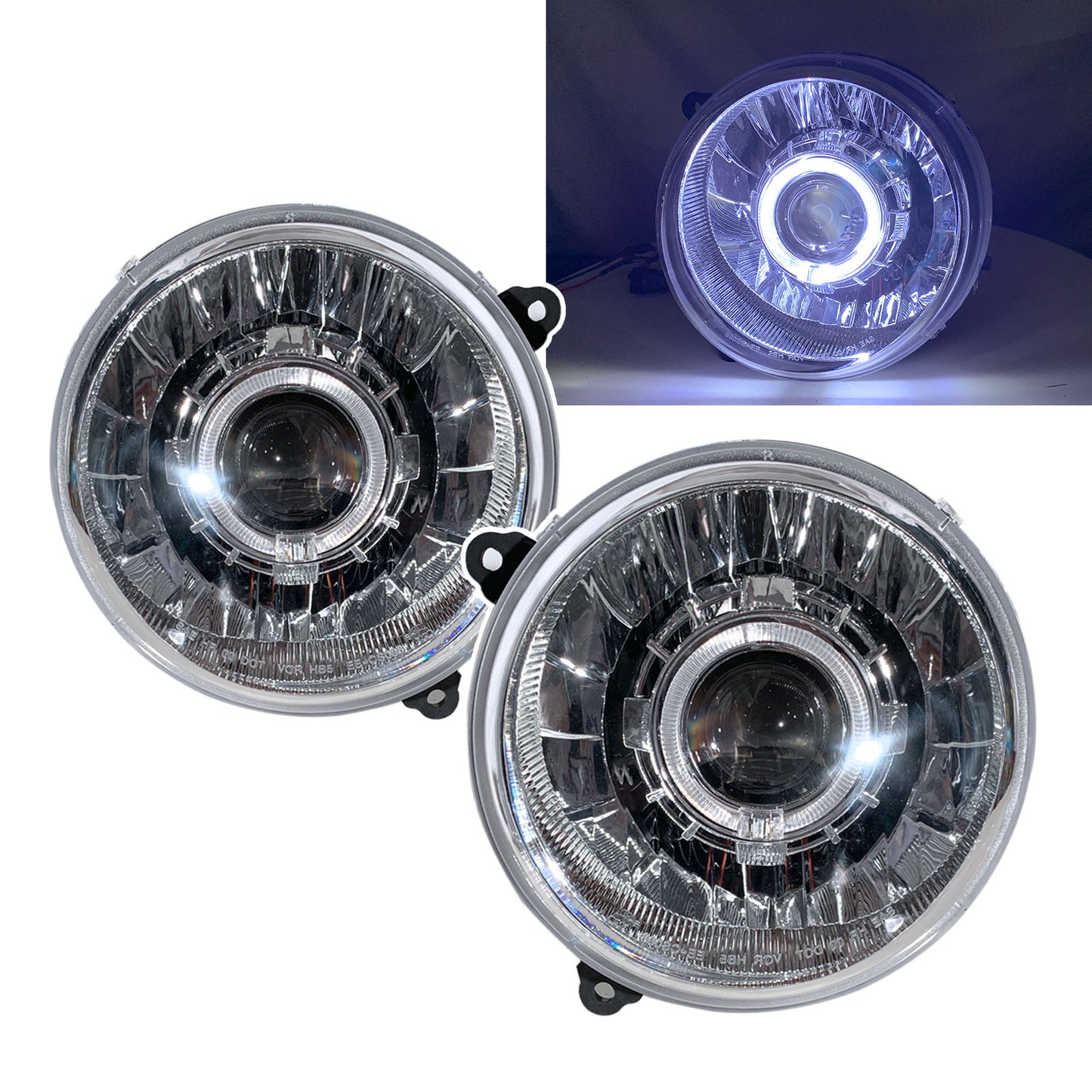 CrazyTheGod CHEROKEE KJ First generation 2005-2007 SUV 4D Guide LED Angel-Eye Projector Headlight Headlamp Chrome EU for JEEP LHD