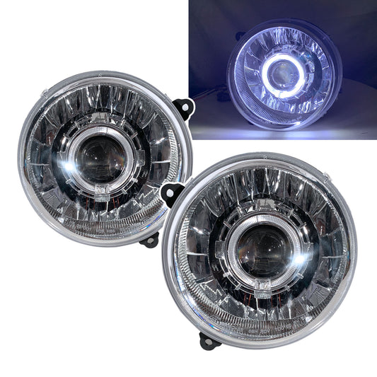 CrazyTheGod CHEROKEE KJ Thế hệ đầu tiên 2005-2007 SUV 4D Guide LED Angel-Eye Projector Headlight Đèn pha mạ crôm US cho JEEP LHD