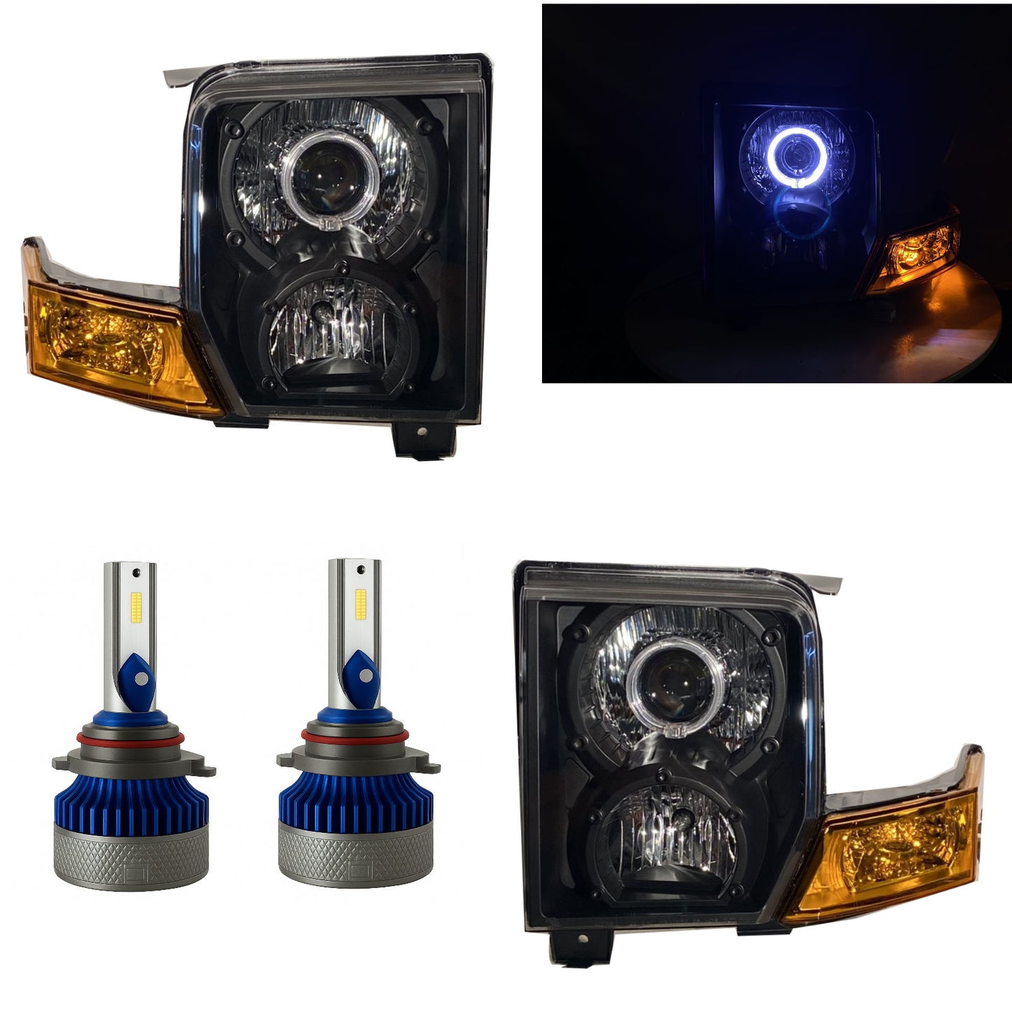 CrazyTheGod Commander 2006-2010 Guide LED Angel-Eye Projector Headlight Headlamp Black for JEEP RHD