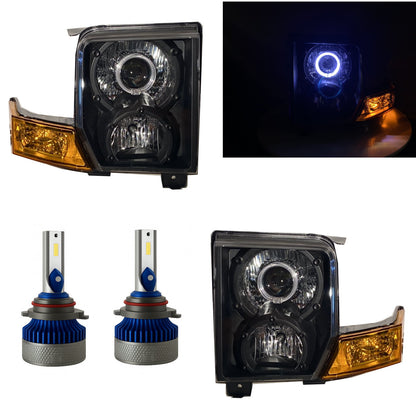 CrazyTheGod Commander 2006-2010 Guide LED Angel-Eye Projector Headlight Headlamp Black for JEEP RHD