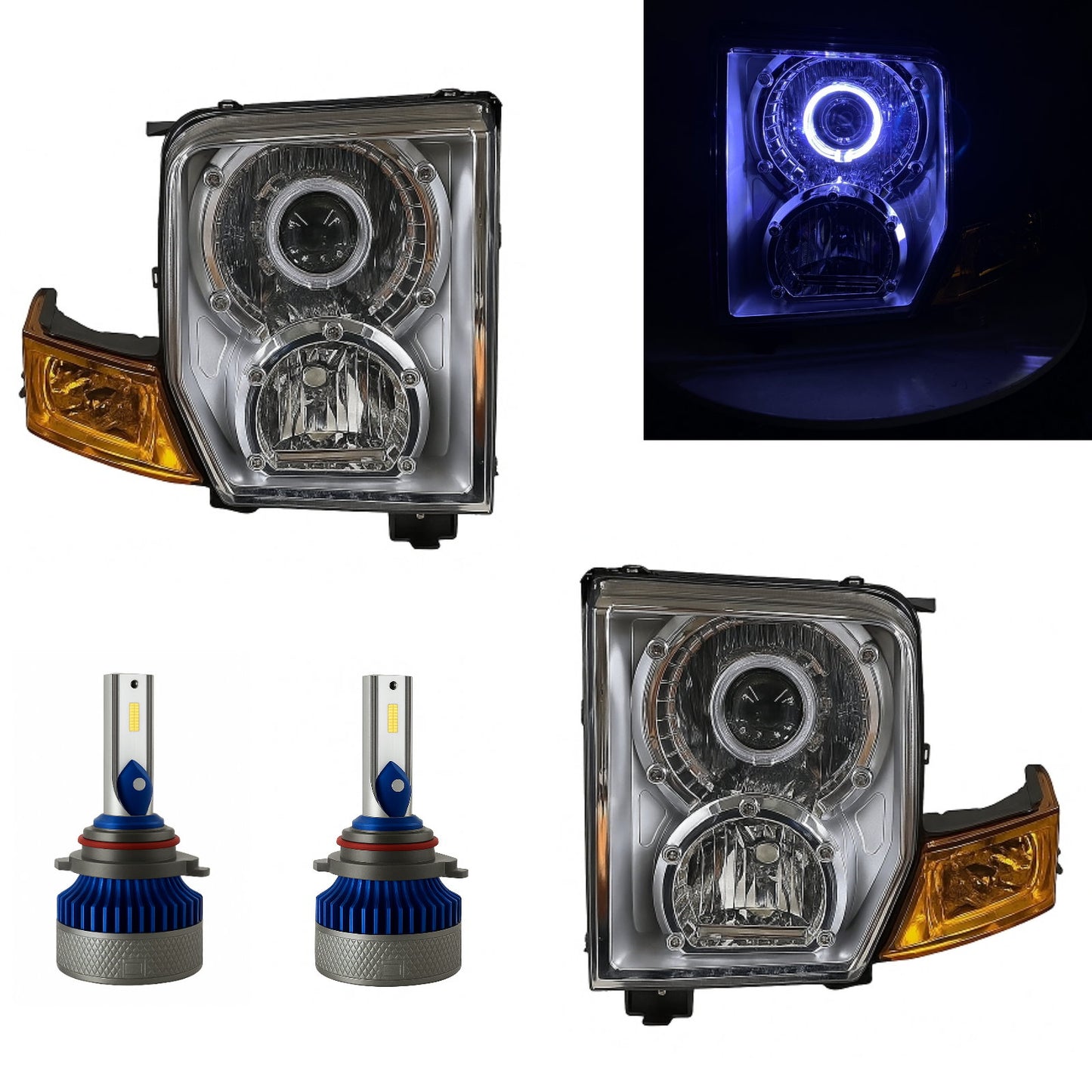 CrazyTheGod Commander 2006-2010 Guide LED Angel-Eye Projector Headlight Headlamp Black for JEEP LHD