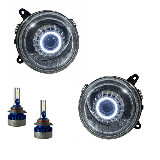 CrazyTheGod Patriot 2007-2015 Guide LED Angel-Eye Projector Headlight Headlamp Chrome for JEEP LHD