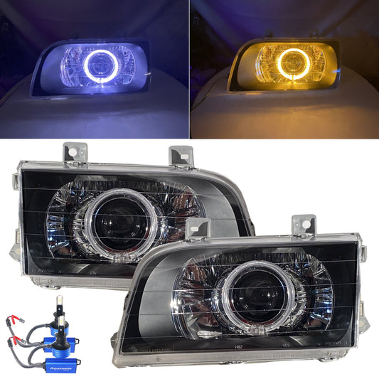 CrazyTheGod Sportage NB First generation 1998-2002 SUV/Hatchback 3D/5D 3D Angel-Eye LED Projector Headlight Headlamp Black for KIA LHD