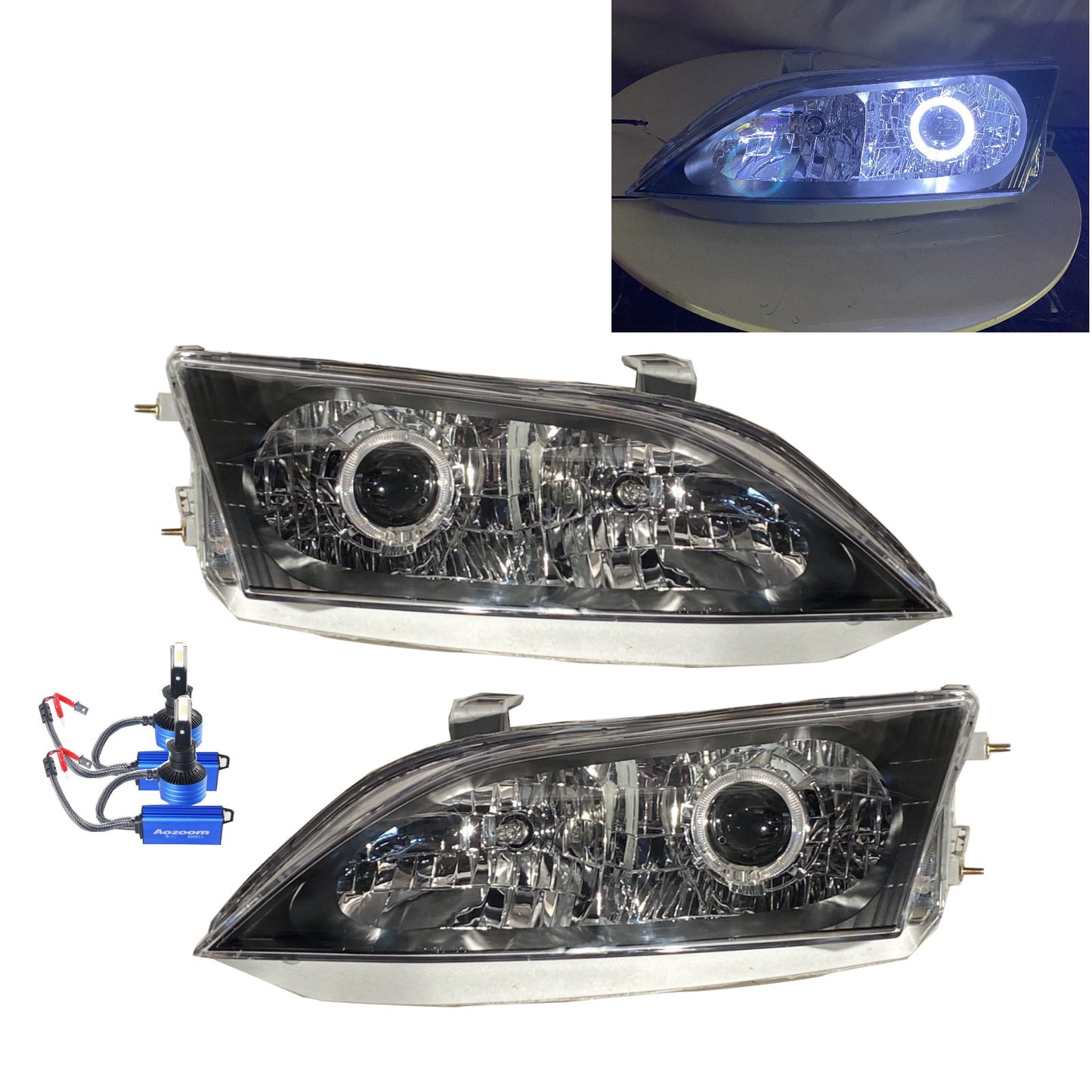 CrazyTheGod ES XV20 Thế hệ thứ ba 1997-2001 Sedan 4D Đèn pha LED Angel-Eye Projector Đèn pha mạ crôm cho LEXUS LHD