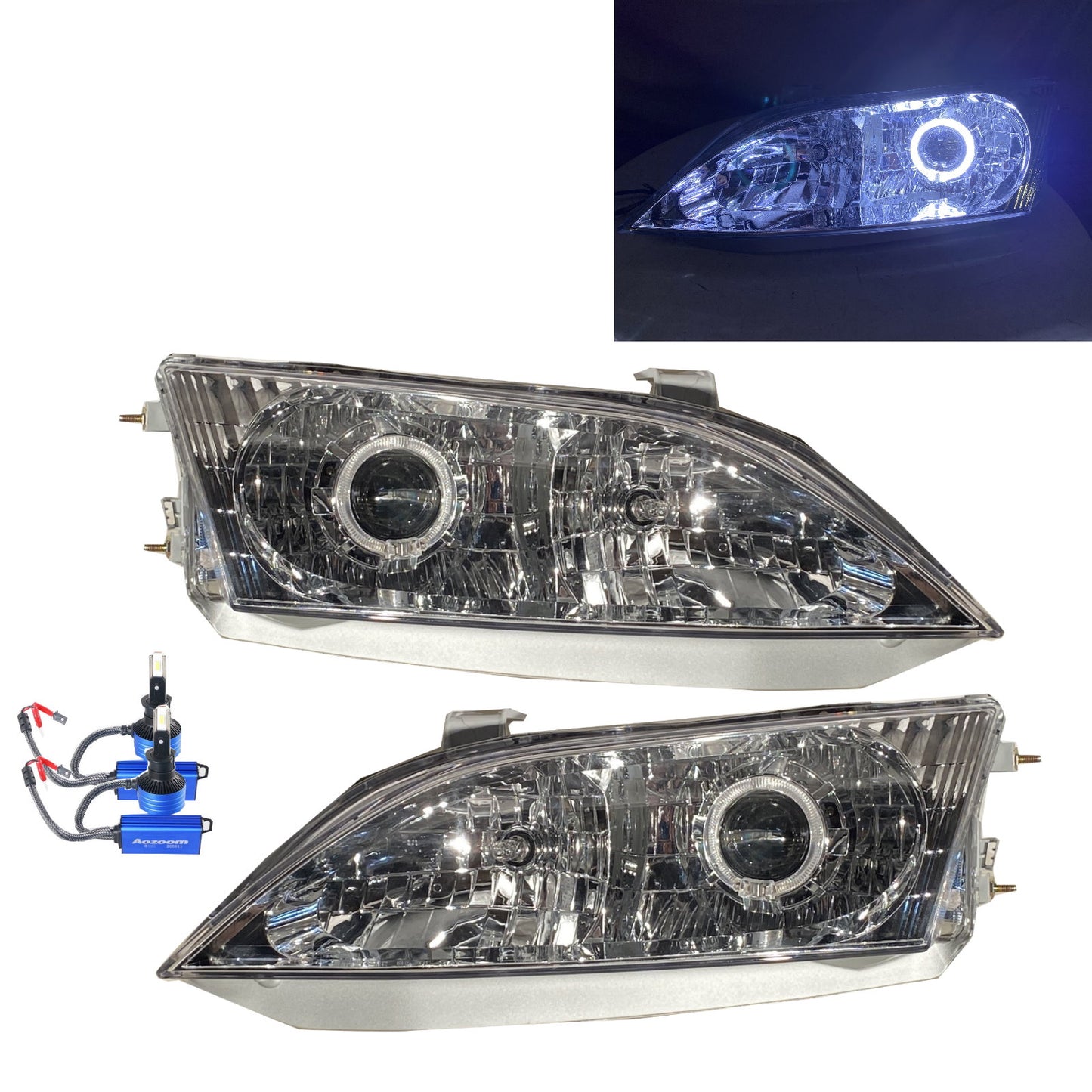 CrazyTheGod ES XV20 Third generation 1997-2001 Sedan 4D Guide LED Angel-Eye Projector Headlight Headlamp Chrome for LEXUS RHD