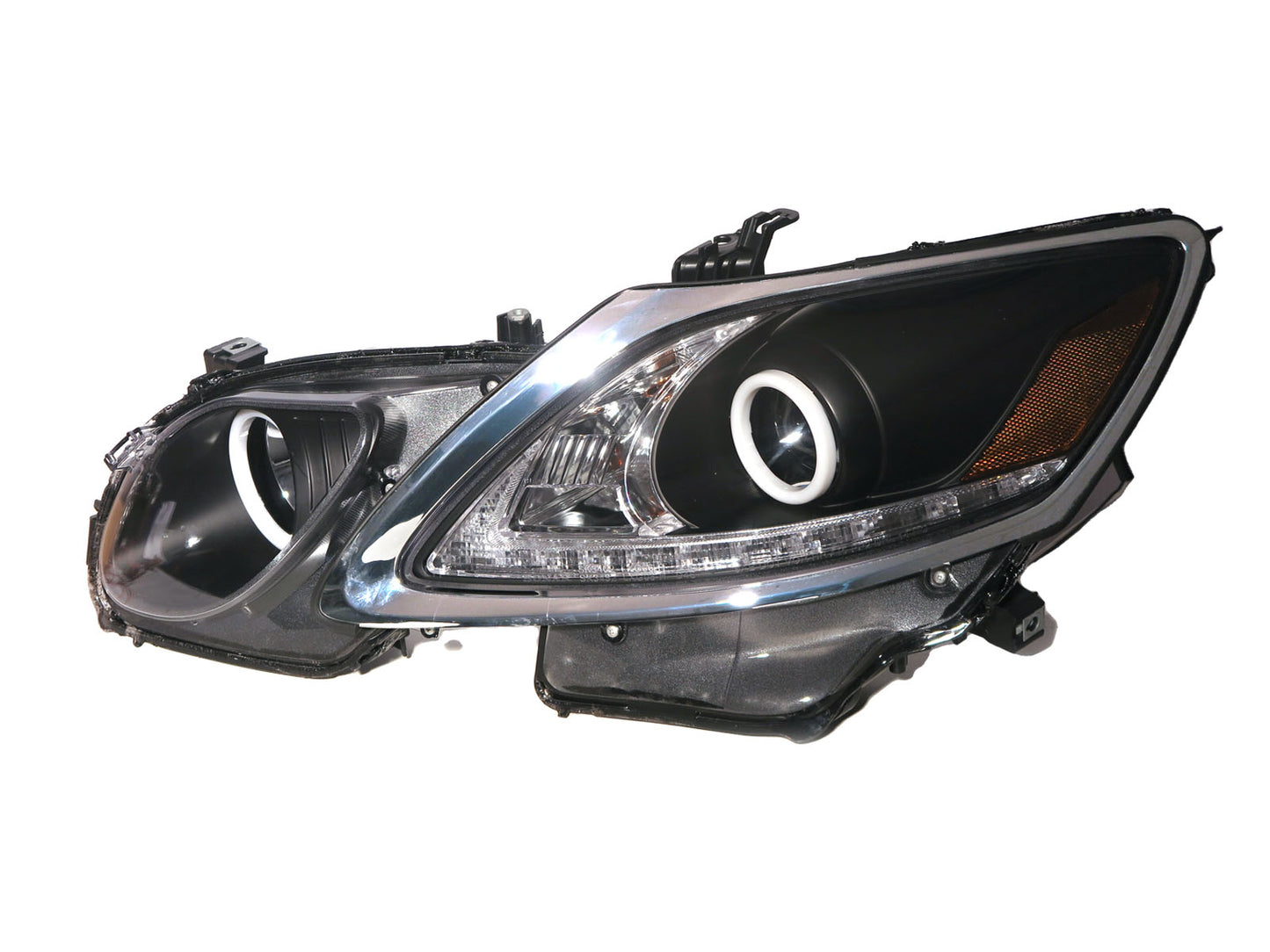 CrazyTheGod GS350 GS450h S190 Third generation 2006-2011 Sedan 4D Cotton Halo Projector Headlight Headlamp Black for LEXUS LHD